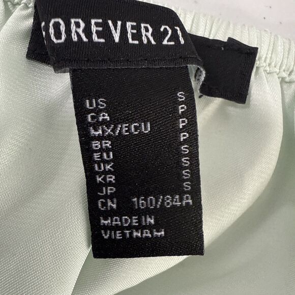 Foreza 21 Top Women S Mint Green‎ Satin Ruffle Milkmaid Fairy 90s Y2K - Picture 8 of 9